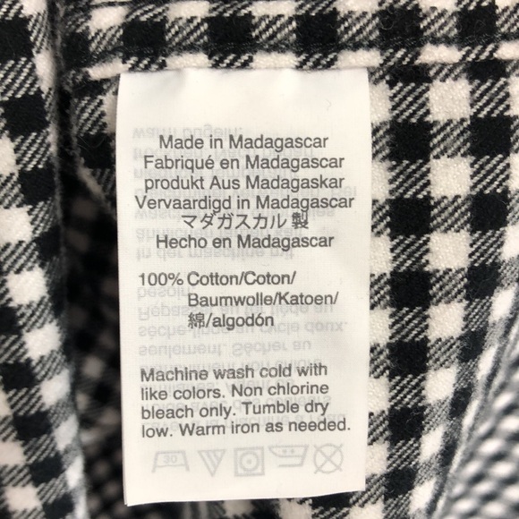 J. Crew Mercantile Gingham Flannel Half Zip‎ Black White XS - Picture 5 of 7